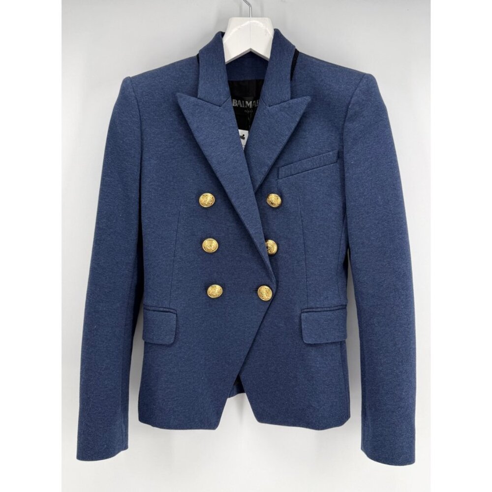 Balmain Blue Cotton Blend Blazer FR 38 / US 6 - Picture 7 of 7